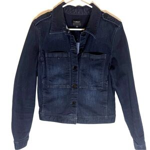 LIVERPOOL Jeans Company Dark Blue Denim Jacket Slightly Cropped Size Medium Moto